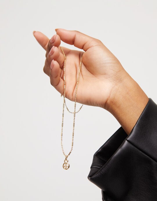 Peace symbol charm, Golden, large